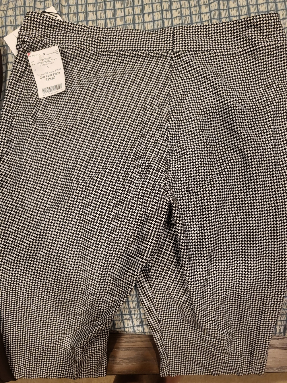 Straight Leg Houndstooth Pants - Black/White